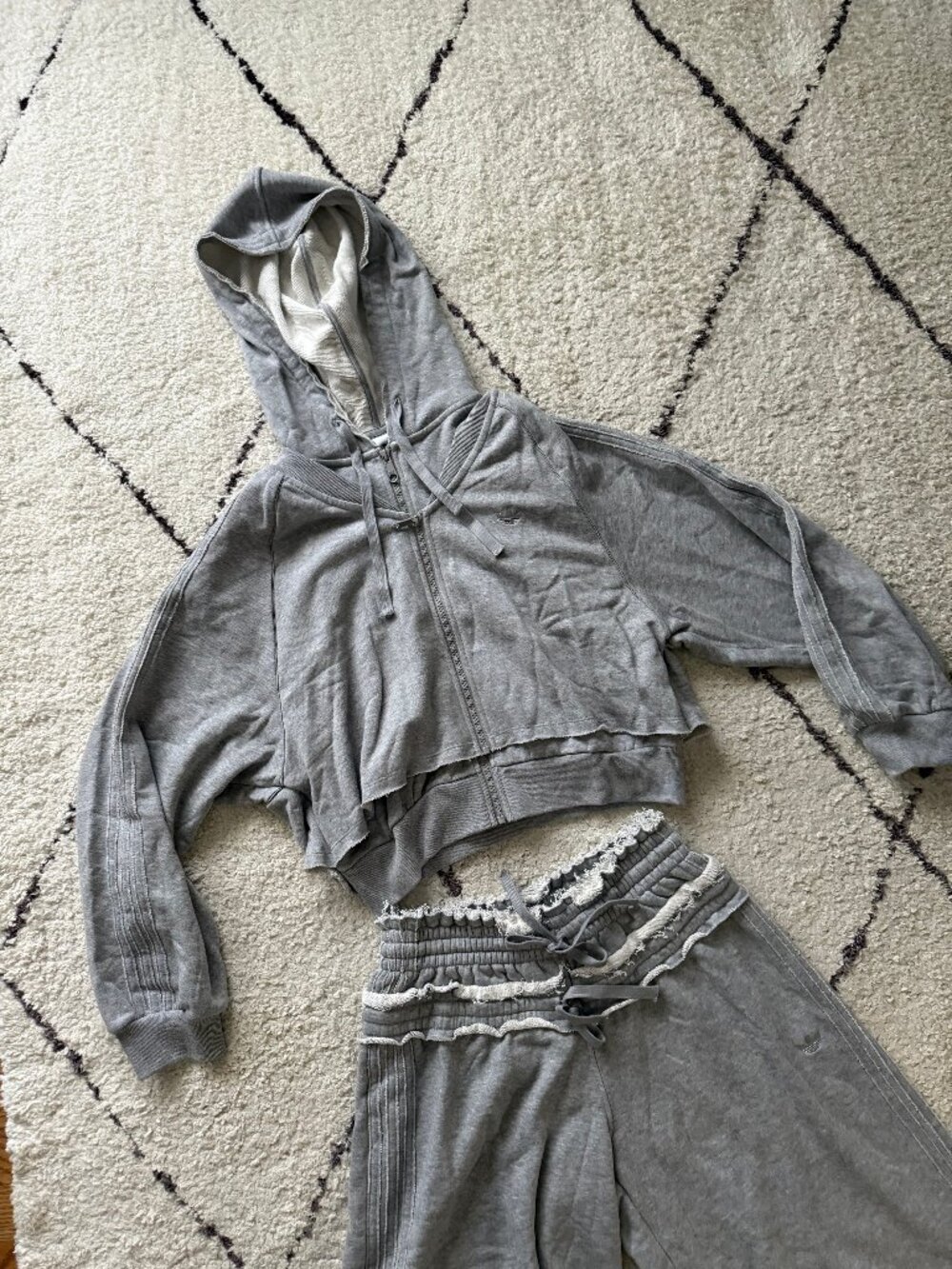adidas originals women's grey double layered cropped sweatshirt - BNWT size L